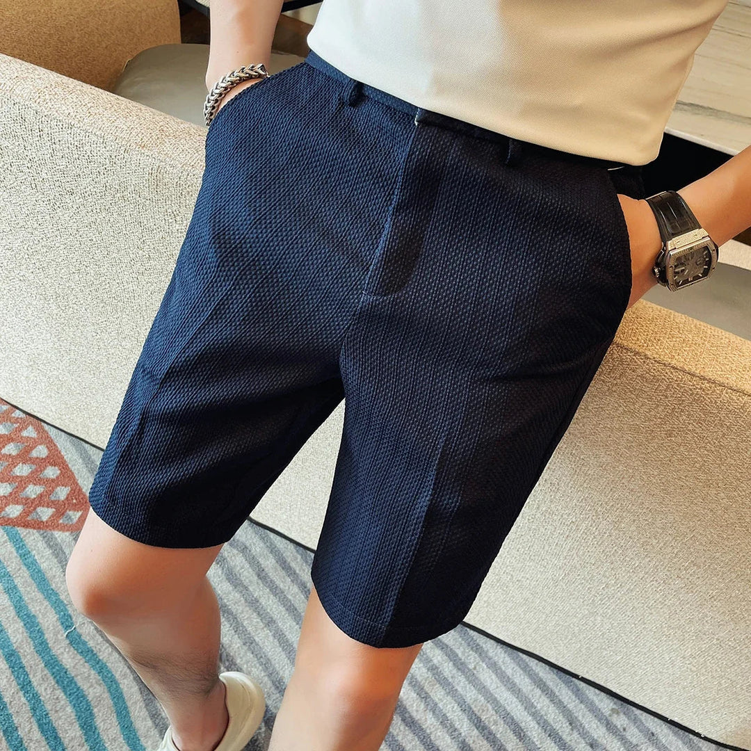 Tailored Waffle-Texture Shorts