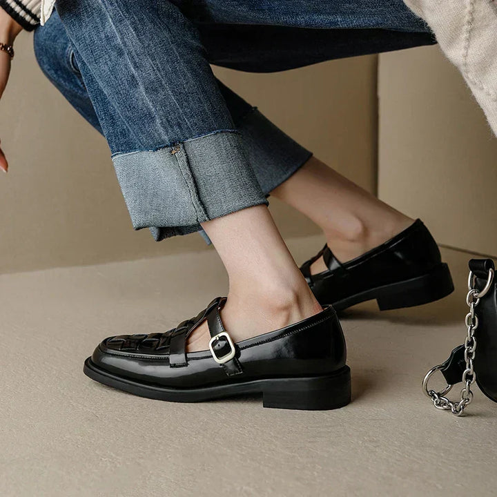 Woven Cage Leather Loafers