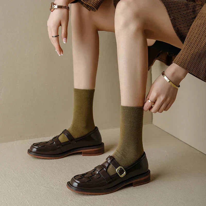 Woven Cage Leather Loafers