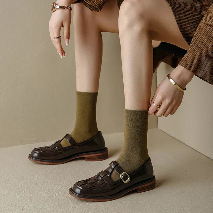 Woven Cage Leather Loafers