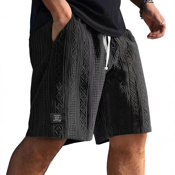 Textured Jacquard Drawstring Shorts