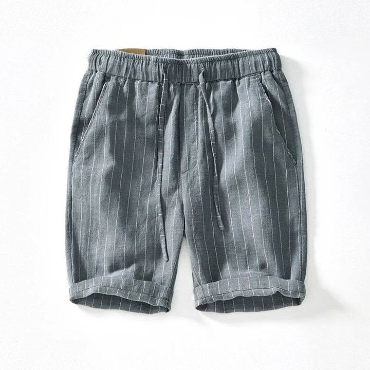 Pinstripe Linen Turn-Up Shorts