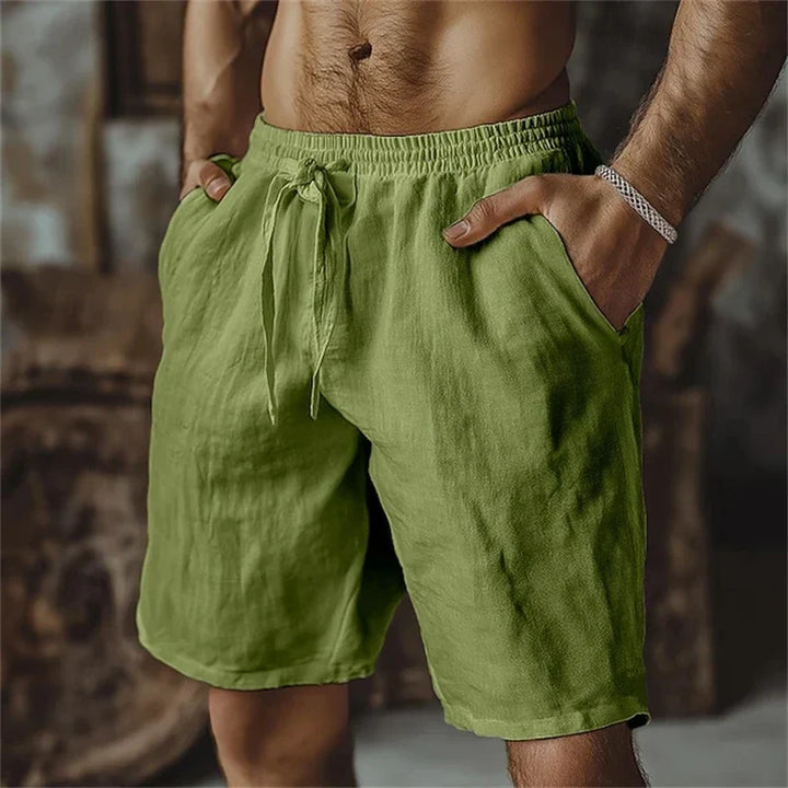 Textured Linen Tie-Waist Shorts