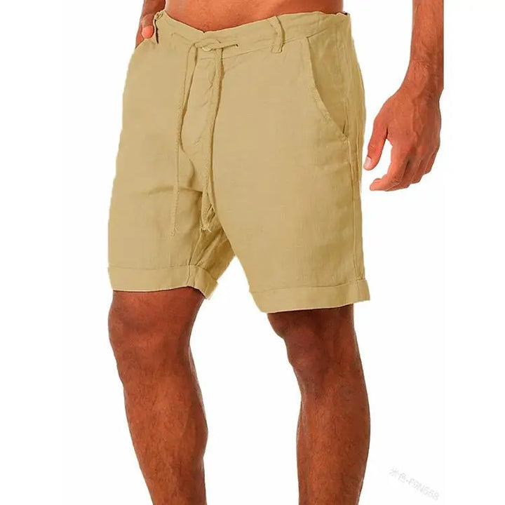 Rolled-Hem Linen Drawstring Shorts