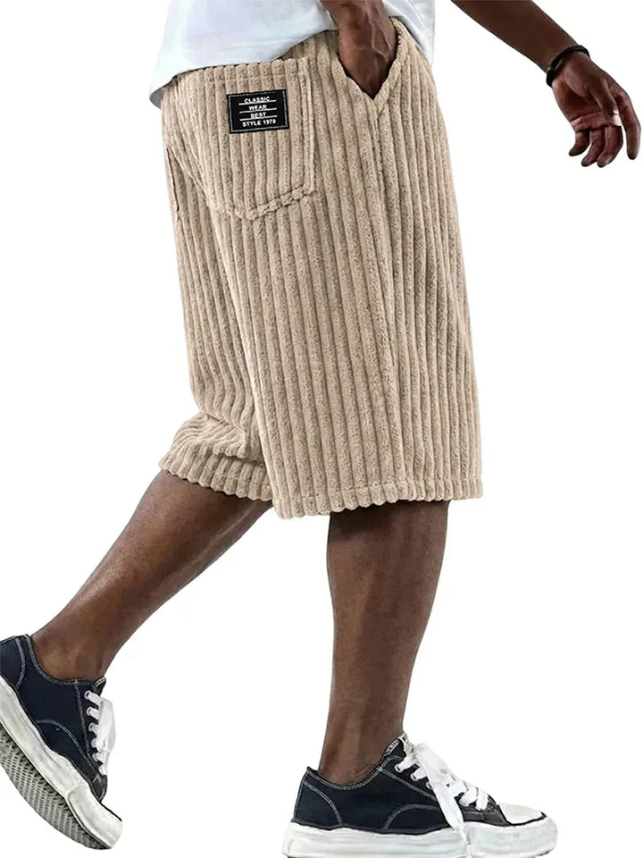 Knee-Length Corduroy Drawstring Shorts