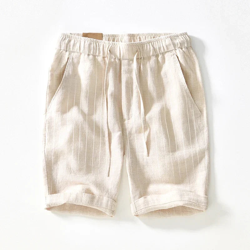 Pinstripe Linen Turn-Up Shorts