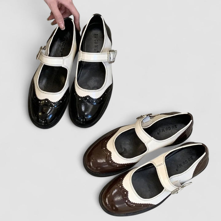 Two-Tone Brogue Mary Janes