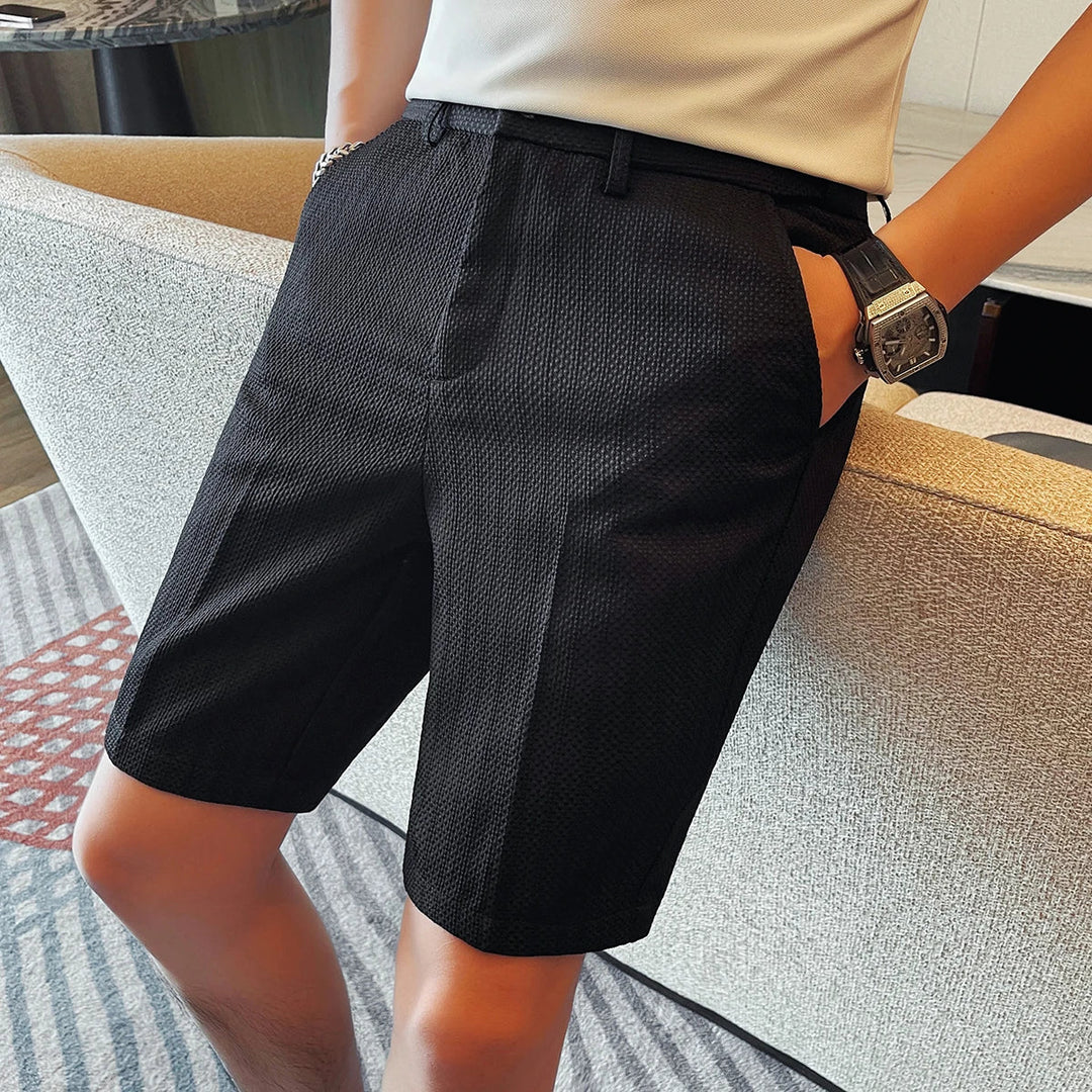 Tailored Waffle-Texture Shorts