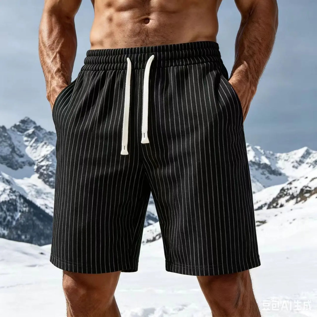 Striped Cotton Drawstring Shorts