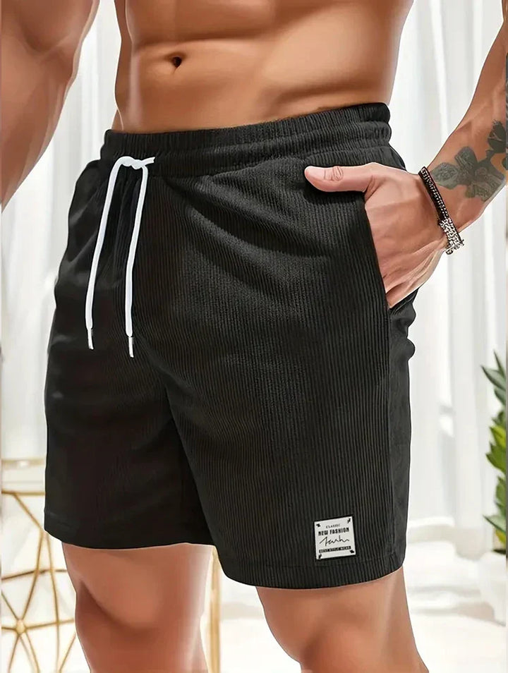 Vertical-Rib Textured Shorts