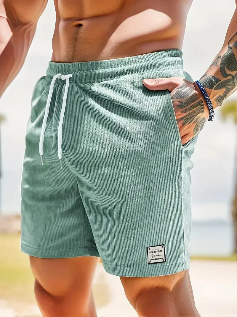 Vertical-Rib Textured Shorts