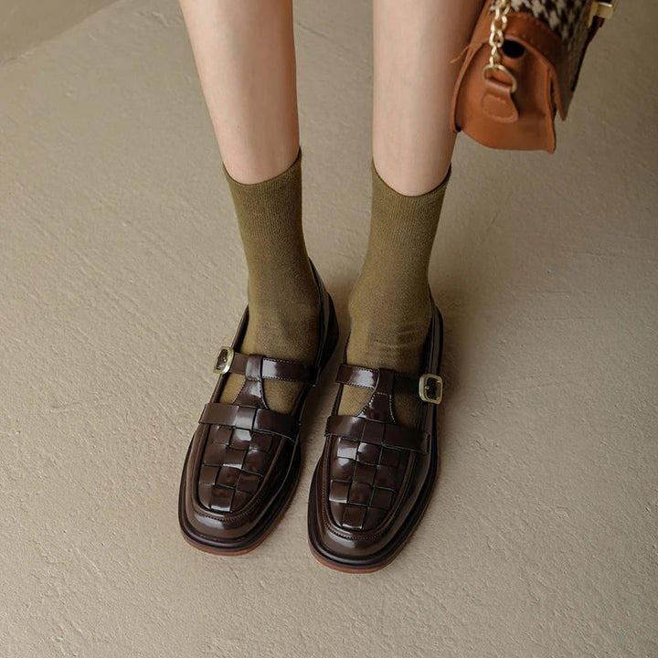Woven Cage Leather Loafers