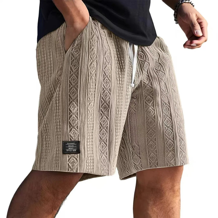 Textured Jacquard Drawstring Shorts