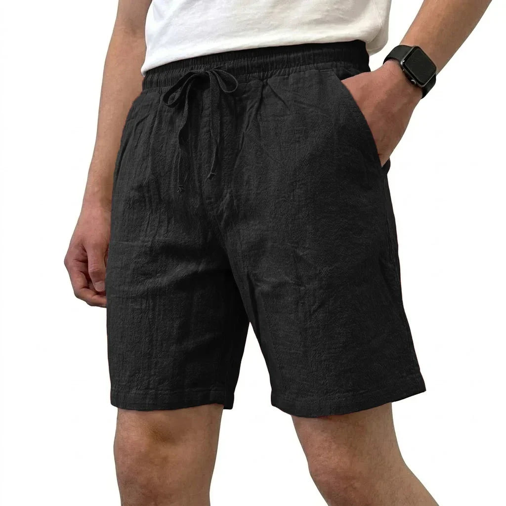 Crinkle Linen Drawstring Shorts