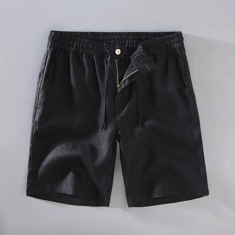 Relaxed Linen Button-Front Shorts