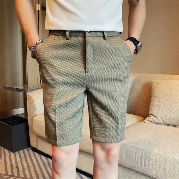 Tailored Waffle-Texture Shorts