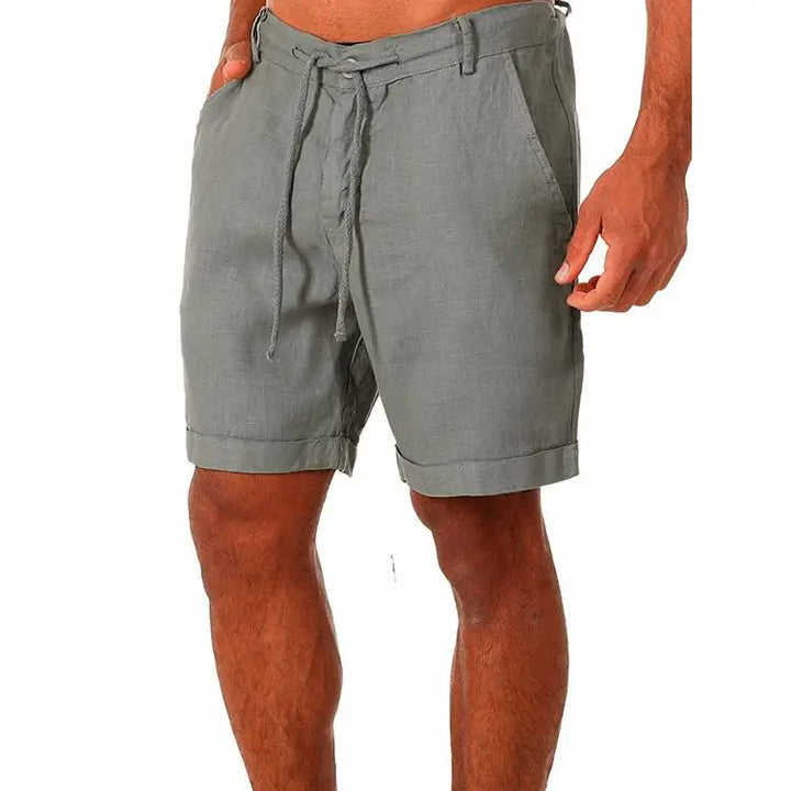 Rolled-Hem Linen Drawstring Shorts