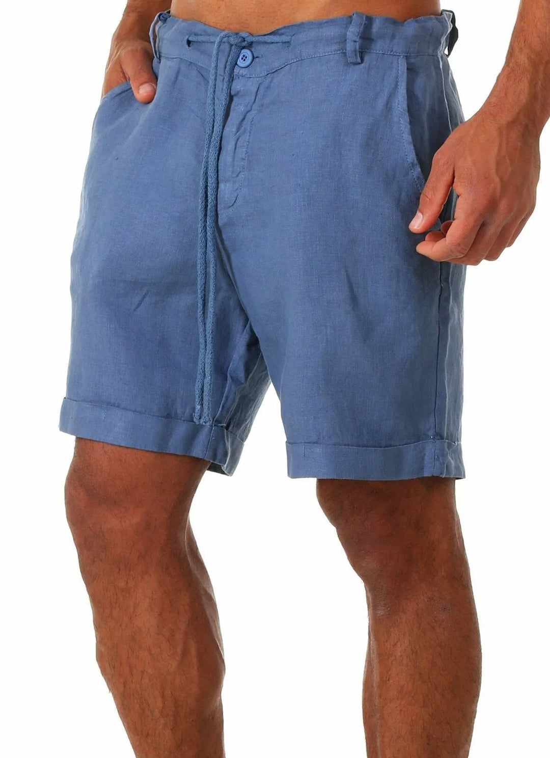 Rolled-Hem Linen Drawstring Shorts