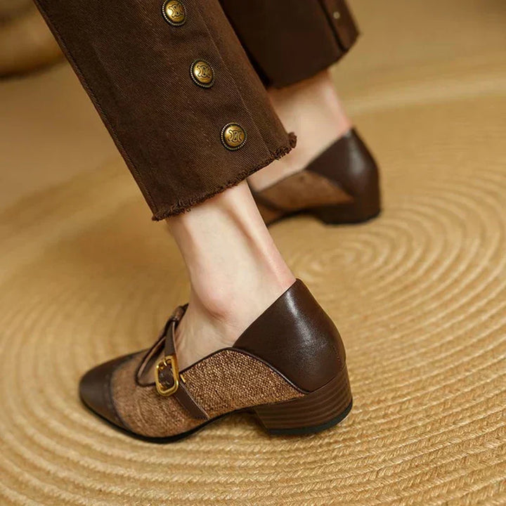 Two-Tone Brogue T-Bar Flats