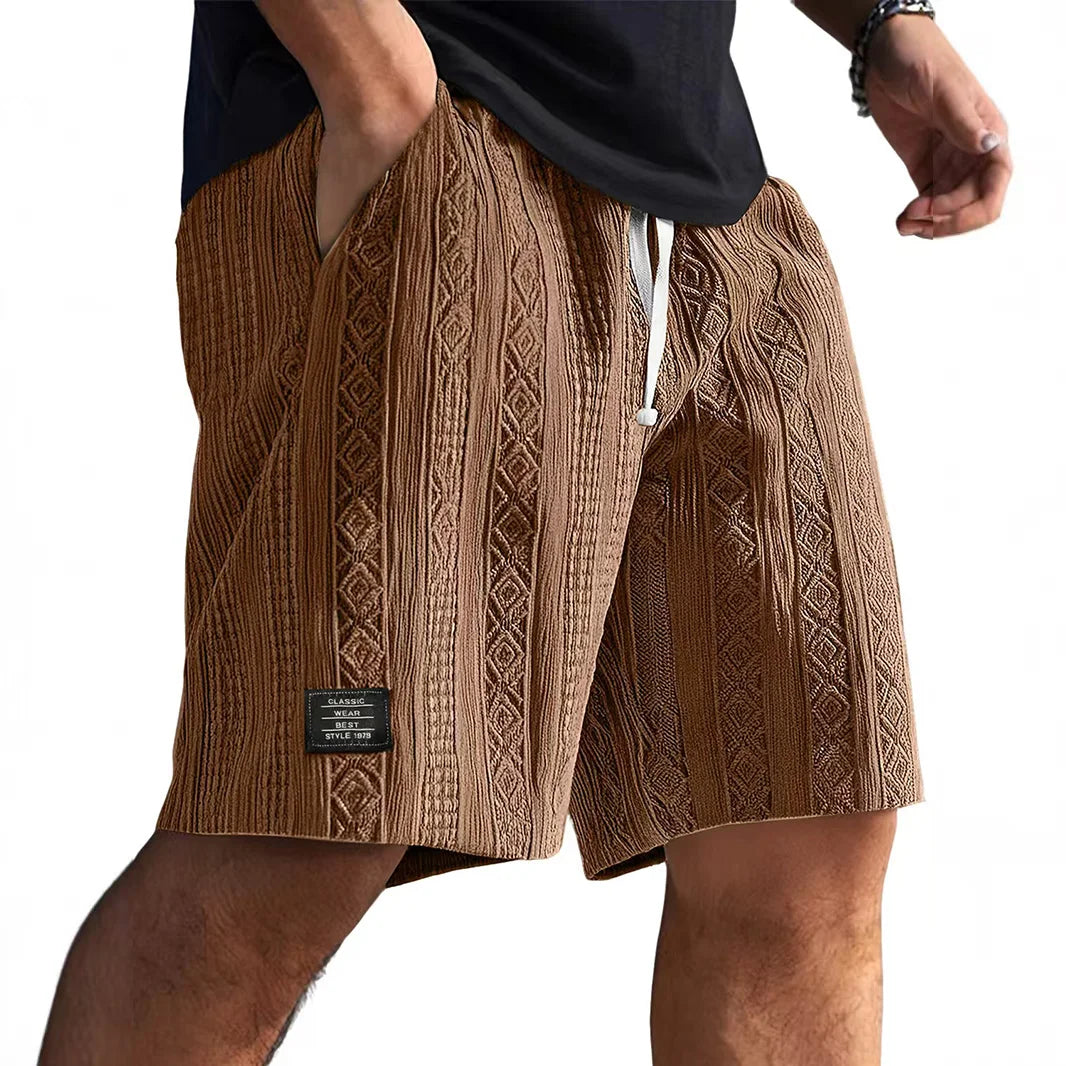 Textured Jacquard Drawstring Shorts