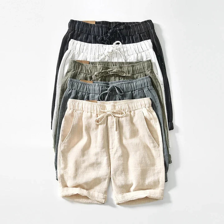 Pinstripe Linen Turn-Up Shorts