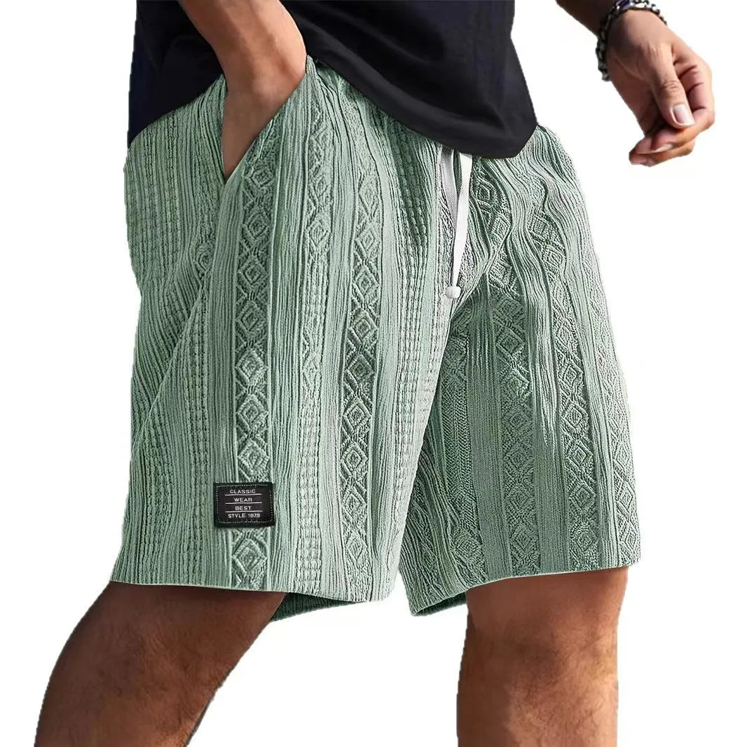 Textured Jacquard Drawstring Shorts