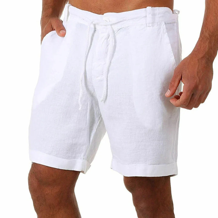 Rolled-Hem Linen Drawstring Shorts