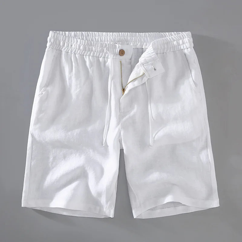 Relaxed Linen Button-Front Shorts