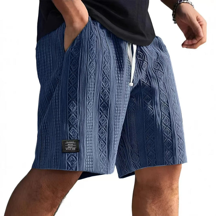Textured Jacquard Drawstring Shorts