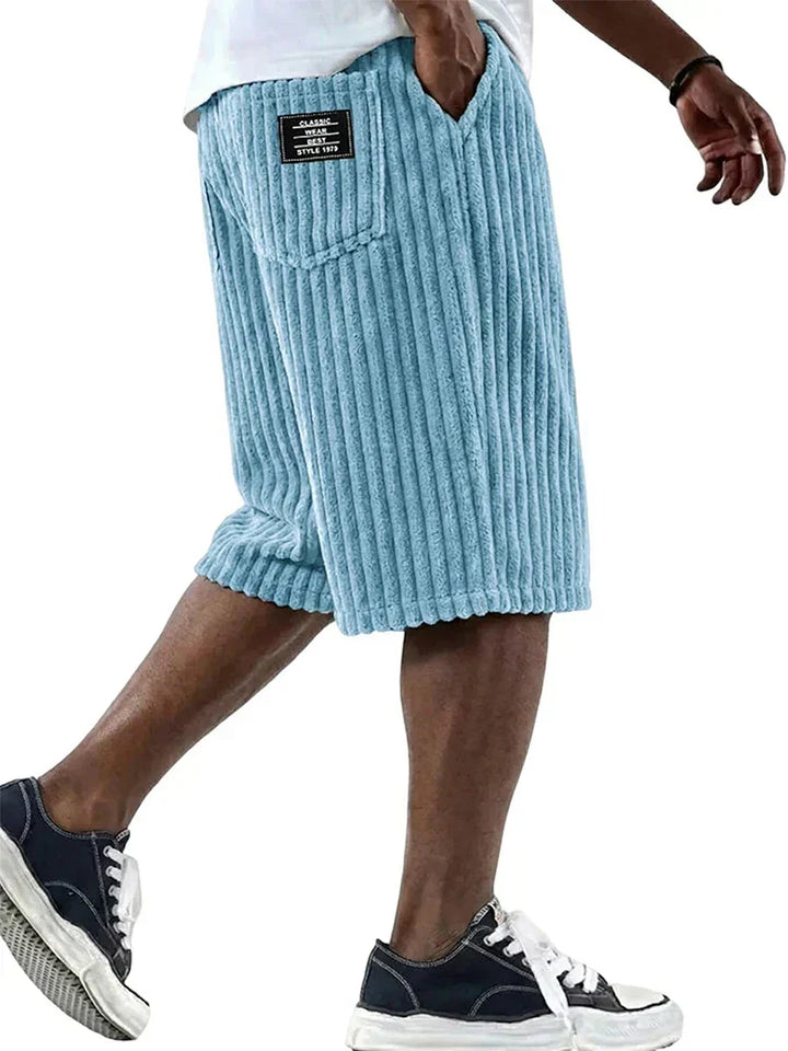 Knee-Length Corduroy Drawstring Shorts