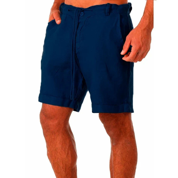 Rolled-Hem Linen Drawstring Shorts