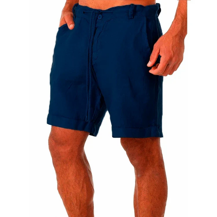 Rolled-Hem Linen Drawstring Shorts