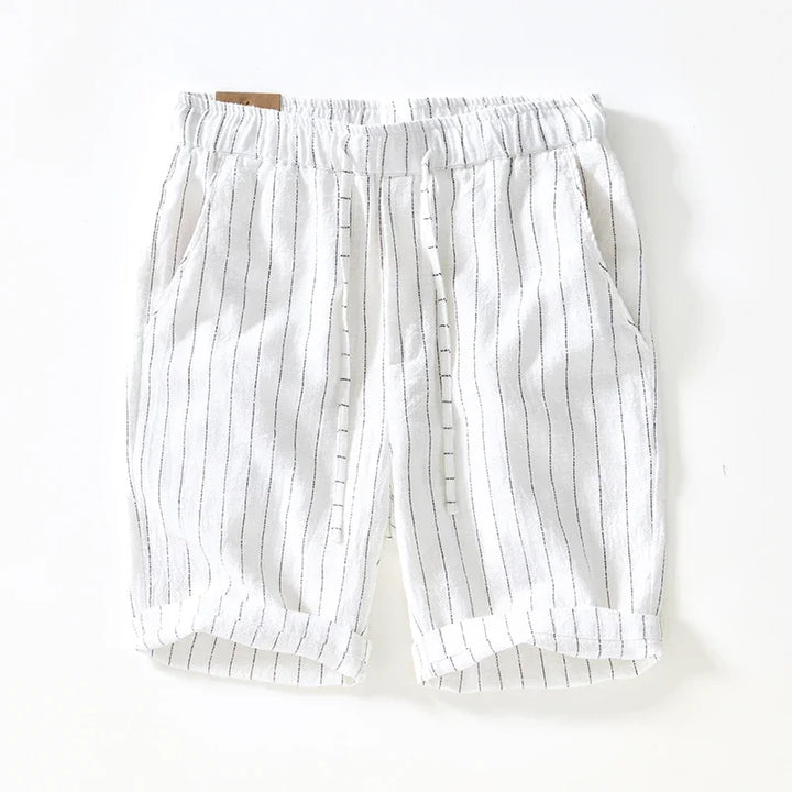Pinstripe Linen Turn-Up Shorts