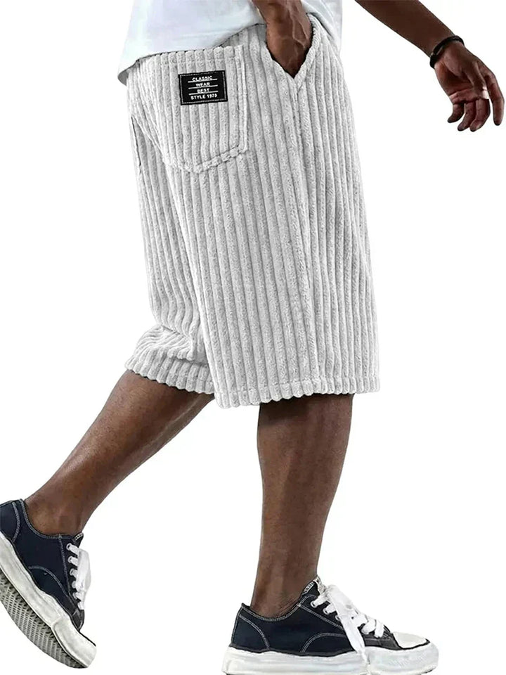 Knee-Length Corduroy Drawstring Shorts