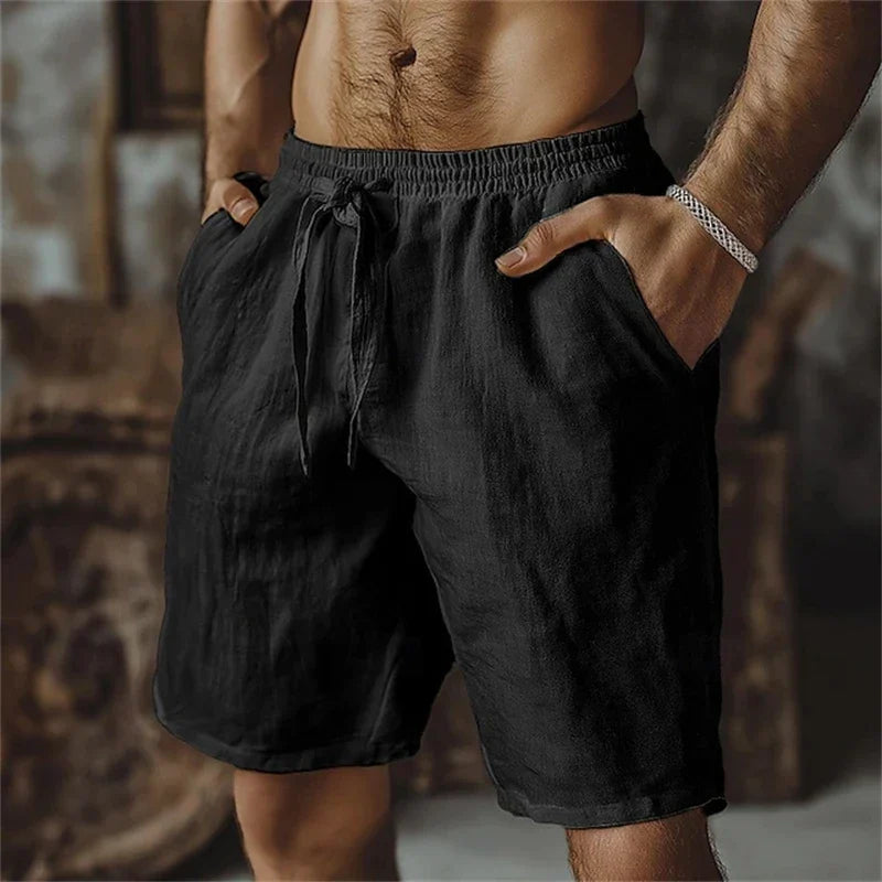 Textured Linen Tie-Waist Shorts