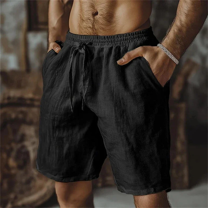 Textured Linen Tie-Waist Shorts