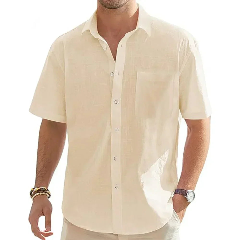 Cotton Linen Short-Sleeved Shirt