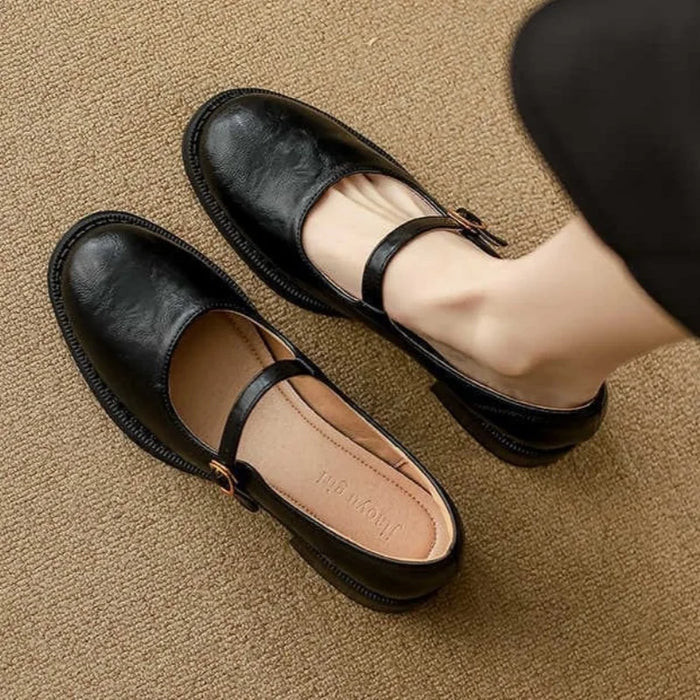 Round-Toe Leather Mary Janes