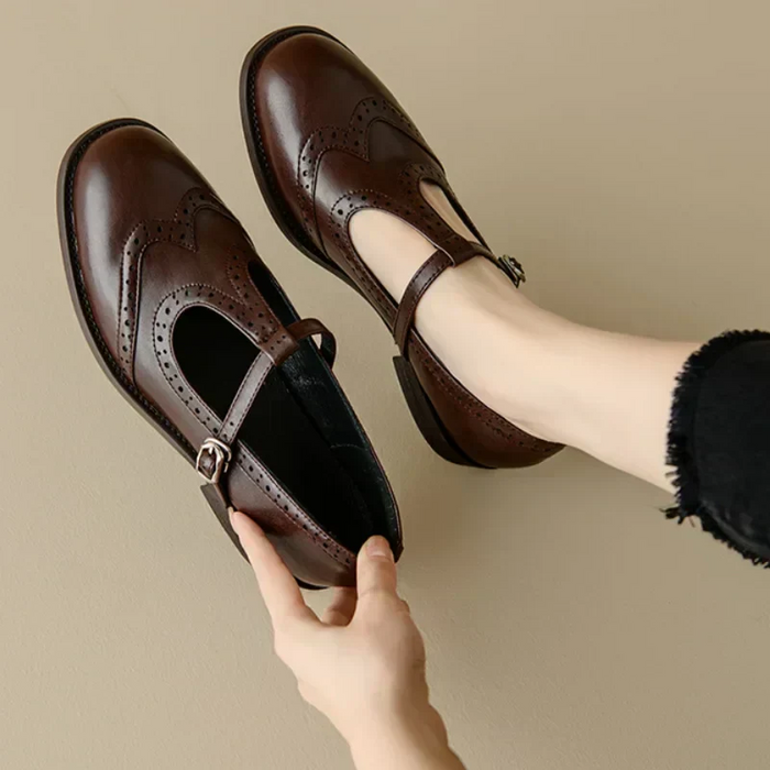Brogue T-Strap Block Heels