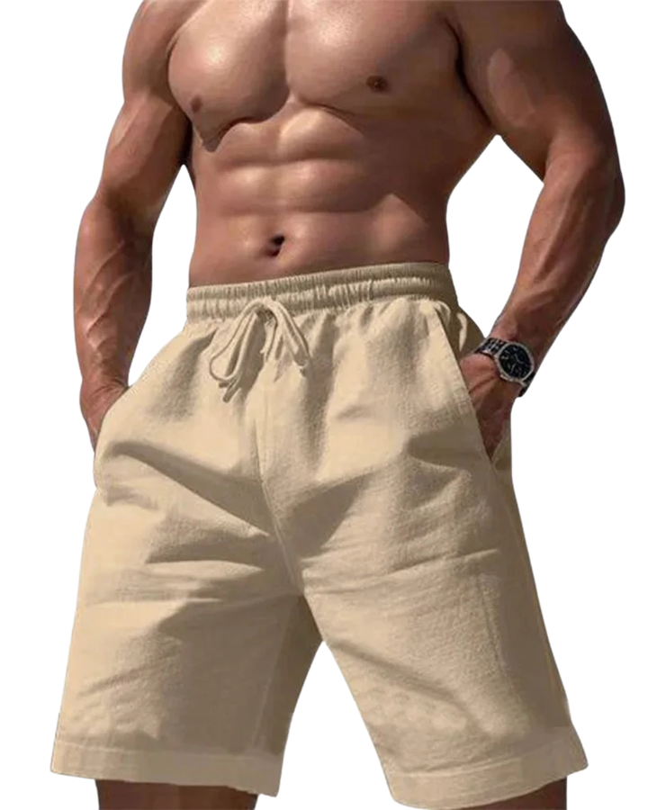 Natural Linen Drawstring Shorts
