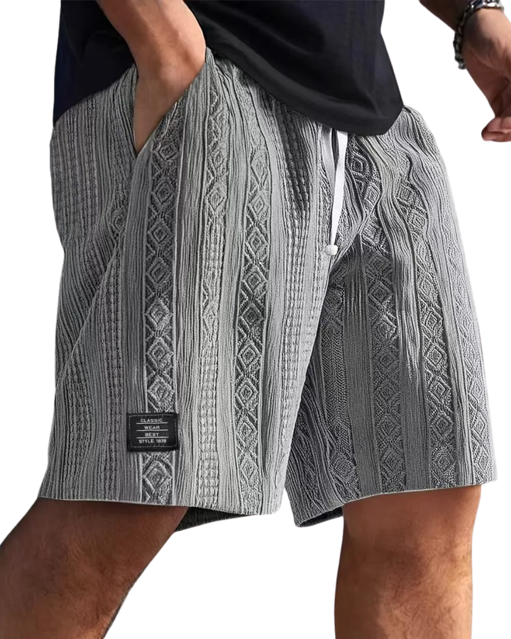 Textured Jacquard Drawstring Shorts