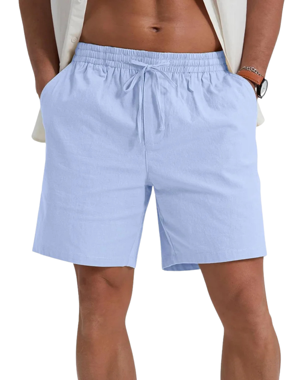 Summer-Weight Linen Drawstring Shorts