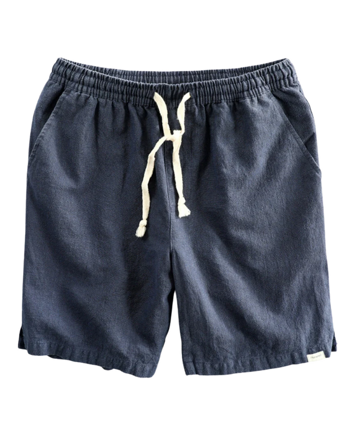 Vented-Hem Linen Drawstring Shorts