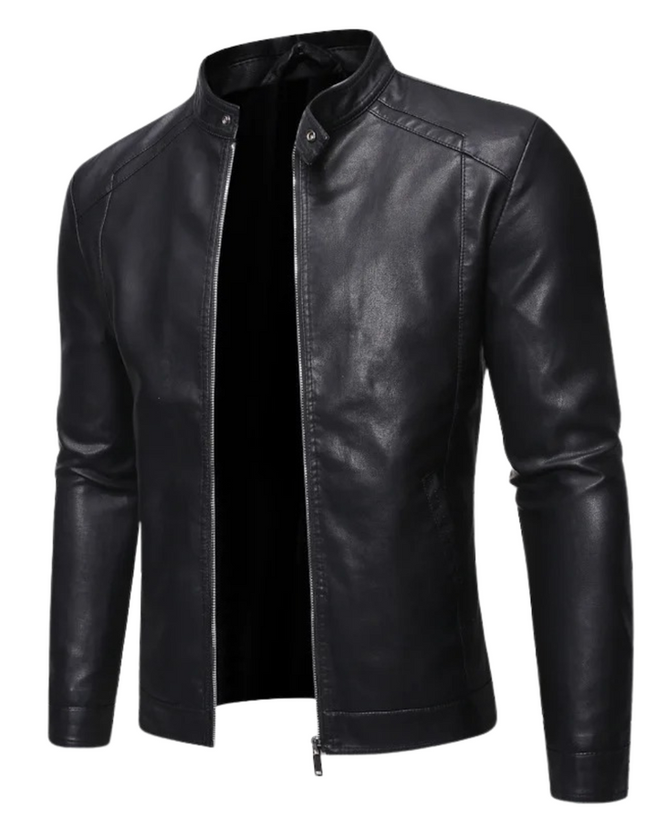 Standing Collar Leather Jacket