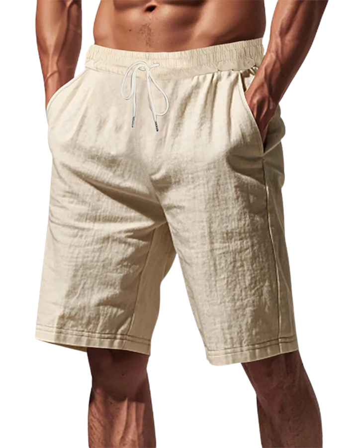 Loose-Weave Linen Drawstring Shorts