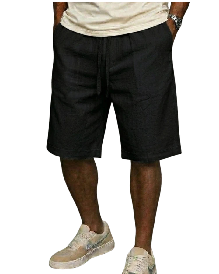 Knee-Length Linen-Blend Drawstring Shorts