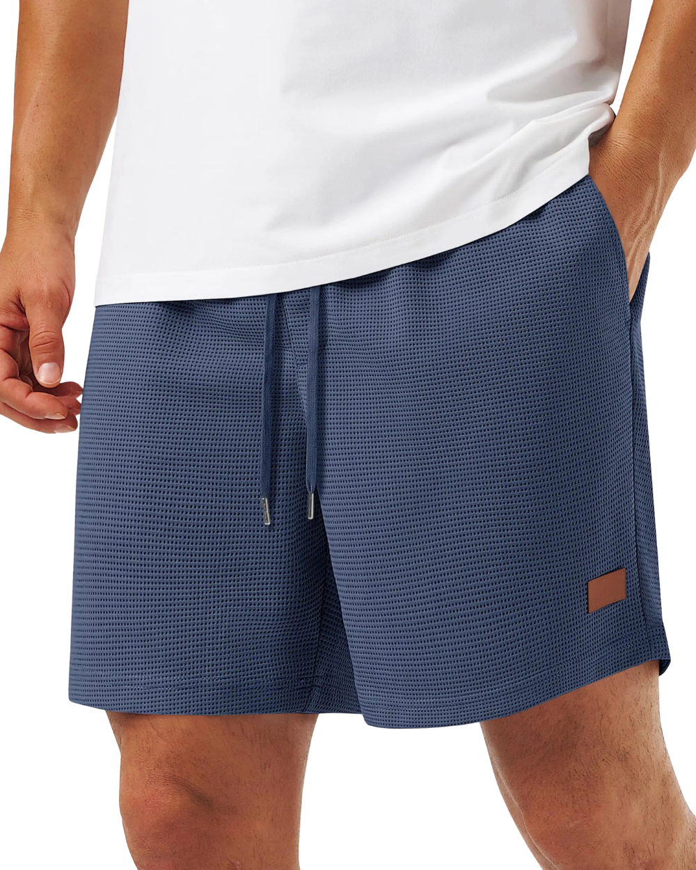 Textured Waffle Drawstring Shorts