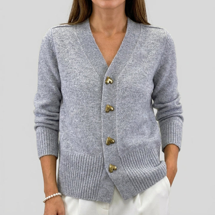 Cashmere Heart-Button Cardigan