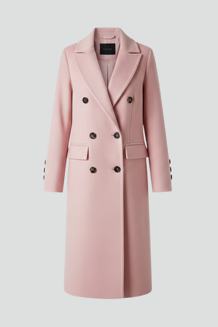 Women Coat with Lapel Collar and Button Closure
