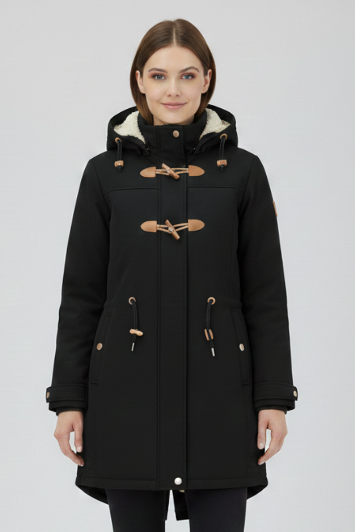 Women Parka Jacket with Hood and Zipper